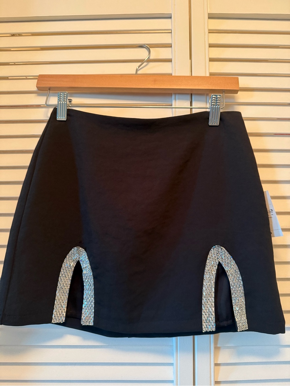 Forever 21 Black Mini Skirt with Rhinestone Arch Trim
